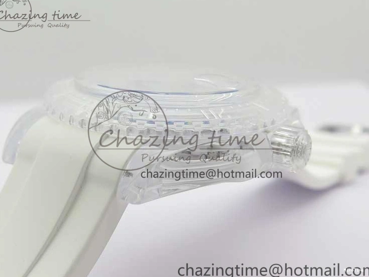 MiroTime 0123 Submariner Phantomlab Transparent KZF Best Edition Blue Fruit Dial on White Rubber Strap VR Classic 2563